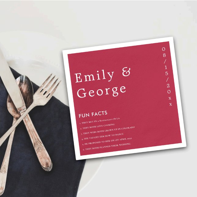 Serviette En Papier Script moderne Viva Magenta Fun Faits Mariage (Créateur téléchargé)