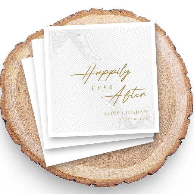 Serviette En Papier Script or sur dentelle géométrique Mariage personn (Vintage Lace & Geometric Wedding Napkins - Gold)