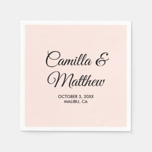 Serviette En Papier Script romantique rose clair Mariage personnalisé