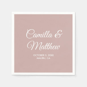 Serviette En Papier Script romantique rose poussiéreux Mariage personn