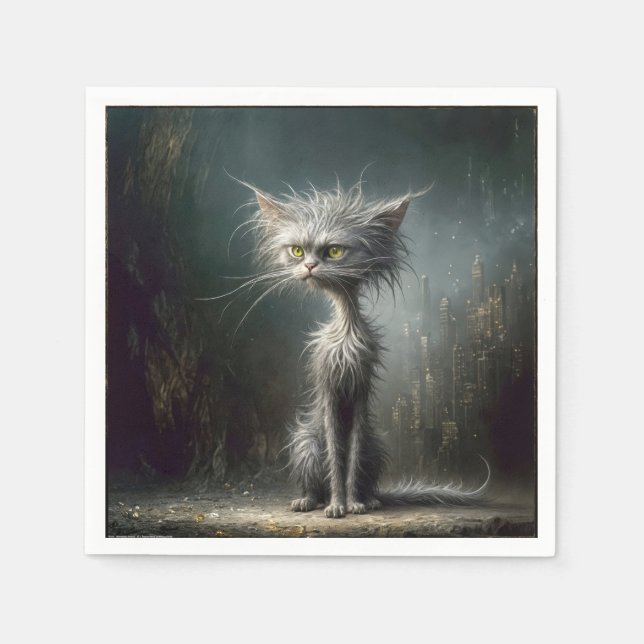 Serviette En Papier Scruffy City Street Cat (Devant)