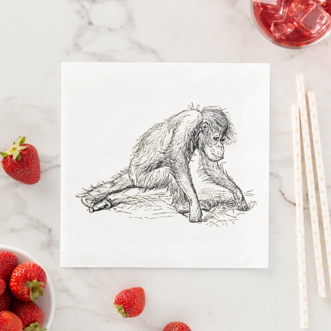 Serviette En Papier Se Poser Autour - Young Ape Gorilla (En situation)