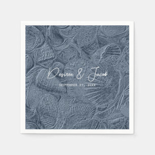 Serviette En Papier Sea Shell Bleu foncé bleu moderne Plage côtière