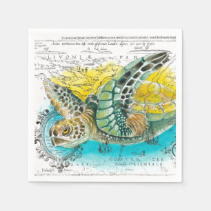 Serviette En Papier Sea Turtle Watercolor