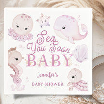 Sea You Soon Baby Shower Fille Rose Océan 