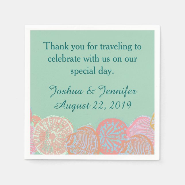 Serviette En Papier Seafoam Seashells Beach Wedding (Devant)