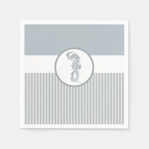 Serviette En Papier Seahorse Bleu Classique Nautique Élégant