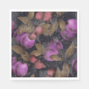 Serviette En Papier Seamless dark plum fruits purple berries cherry