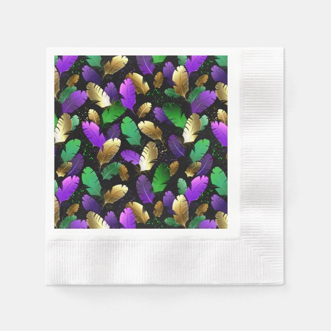Serviette En Papier Seamless Pattern with Mardi Gras feathers (Devant)