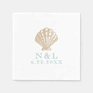 Serviette En Papier Seashell Nautical Beach Wedding   Fête des mariées