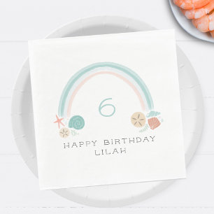 Serviette En Papier Seashell Rainbow Nautic Anniversaire