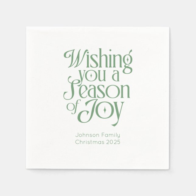 Serviette En Papier Season of Joy Holiday Napkins Personalized (Devant)