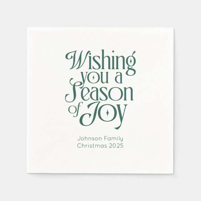 Serviette En Papier Season of Joy Holiday Napkins Personalized (Devant)
