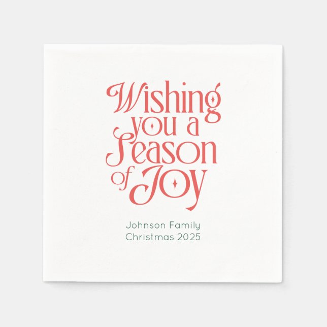 Serviette En Papier Season of Joy Holiday Napkins Personalized (Devant)