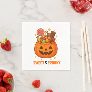 Serviette En Papier Seau citrouille plein de sucré - Halloween