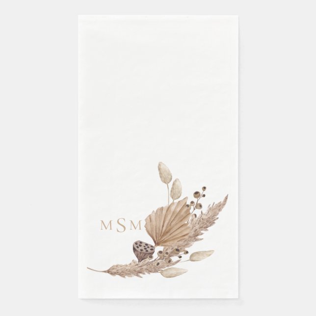 Serviette En Papier Séchage neutre Foliage Monogramme Papier Serviette (Devant)
