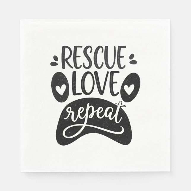 Serviette En Papier Secourir l'amour Répéter le chien Paw Tee (Devant)