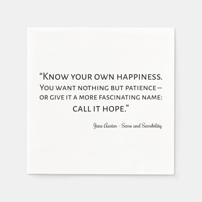 Serviette En Papier Sense And Sensibility Quote I (Devant)