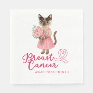 Serviette En Papier Sensibilisation au cancer du sein Thème fleuriste