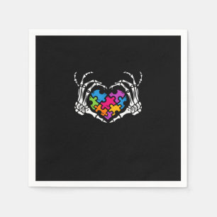 Serviette En Papier Sensibilisation sur l'autisme s Skeleton Main Hear