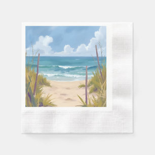 Serviette En Papier Sentier de la plage   Eau de mer Océan peint à l'a