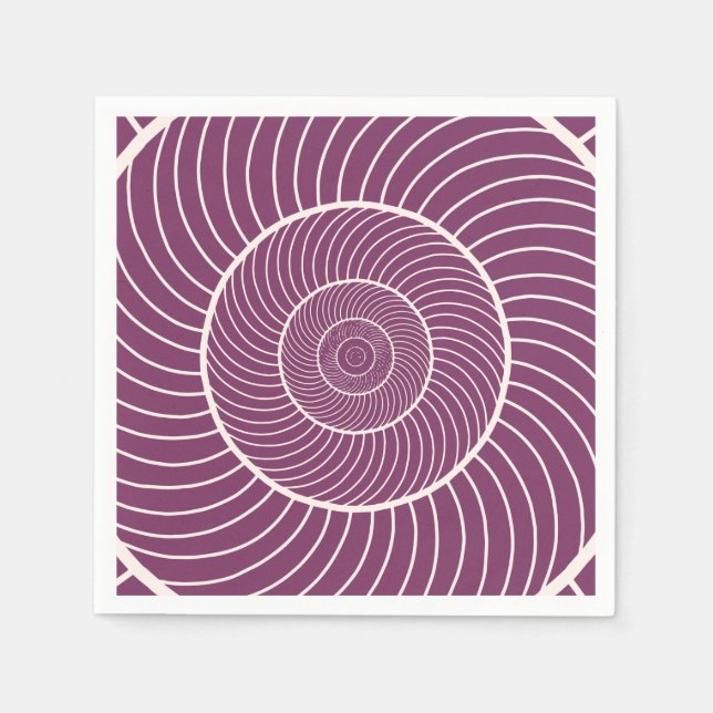 Serviette En Papier Séquence de fibonacci d'escargot à crème violette (Devant)