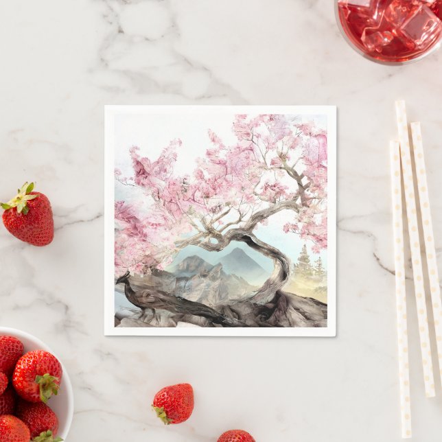 Serviette En Papier Serenade Cherry Blossom (En situation)