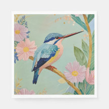 Serene Kingfisher dans un paradis floral