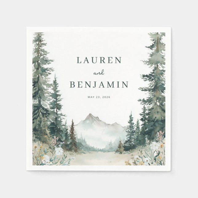 Serviette En Papier Serene Mountain Wedding (Devant)