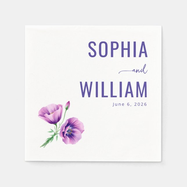 Serviette En Papier Serene Purple Floral (Devant)