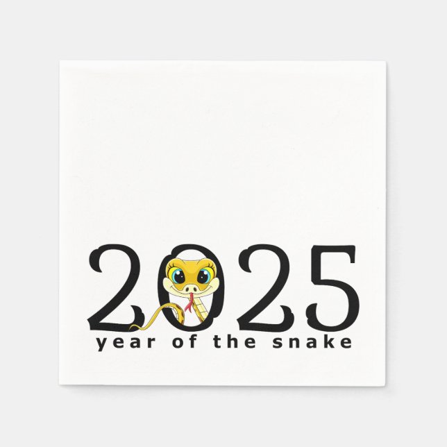 Serviette En Papier Serpent de caricature chinois 2025 serviettes (Devant)