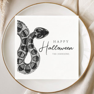 Serviette En Papier Serpent Halloween Élégant Noir Et Blanc