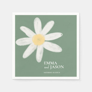 Serviette En Papier Serre Green Boho Daisy Floral Napkins