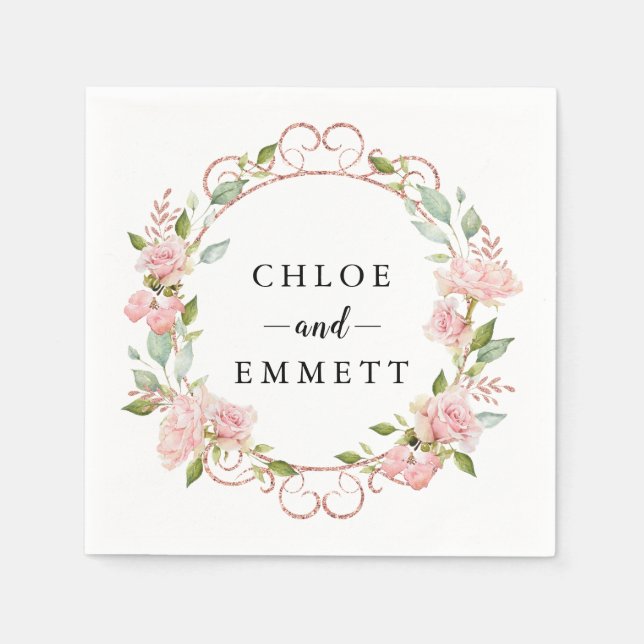 Serviette En Papier Serre rose rose rose rousse rustique (Devant)