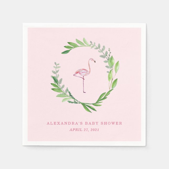 Serviette En Papier Serre verte | Flamant rose rose (Devant)