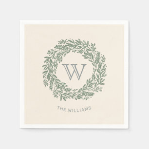 Serviette En Papier Serre verte Preppy Monogram Sage