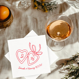 Serviette En Papier Serrure de coeur Whimsical Doodle Croquis moderne 