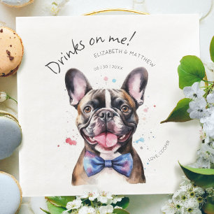 Serviette En Papier Serveur Bulldog Français Charmeur Aquarelle