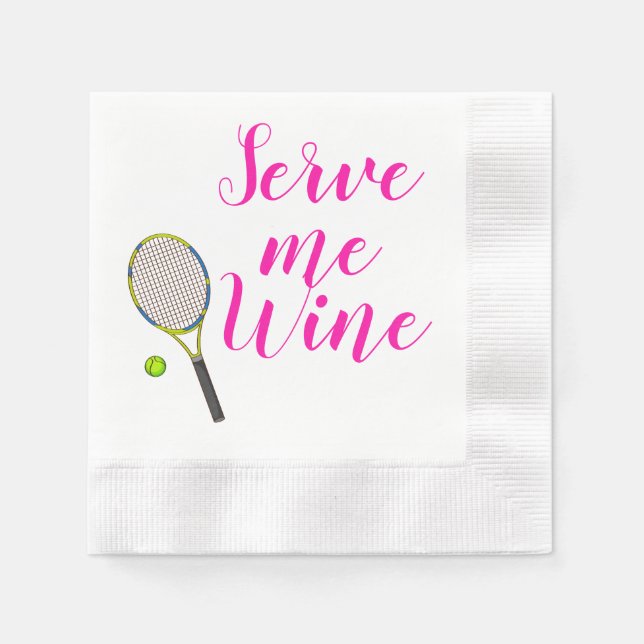 Serviette En Papier Servez-moi Vin Tennis Napkins (Devant)