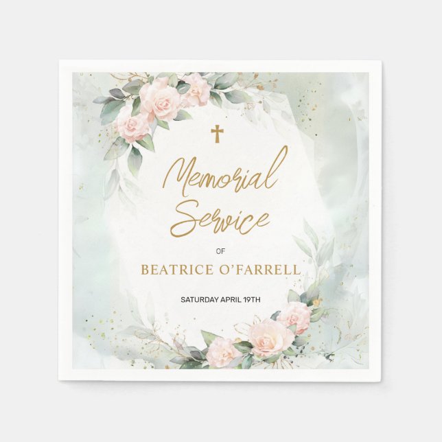 Serviette En Papier Service commémoratif Fleurs Aquarelles Roses Douce (Devant)