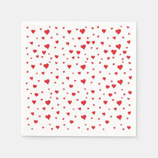 Serviette En Papier Serviette à cocktail de coeurs rouges
