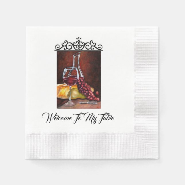 Serviette En Papier Serviette À Thème - Bienvenue Sur Ma Table (Devant)
