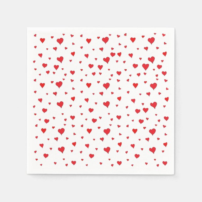Serviette En Papier Serviette de cocktail à cœurs rouges (Devant)
