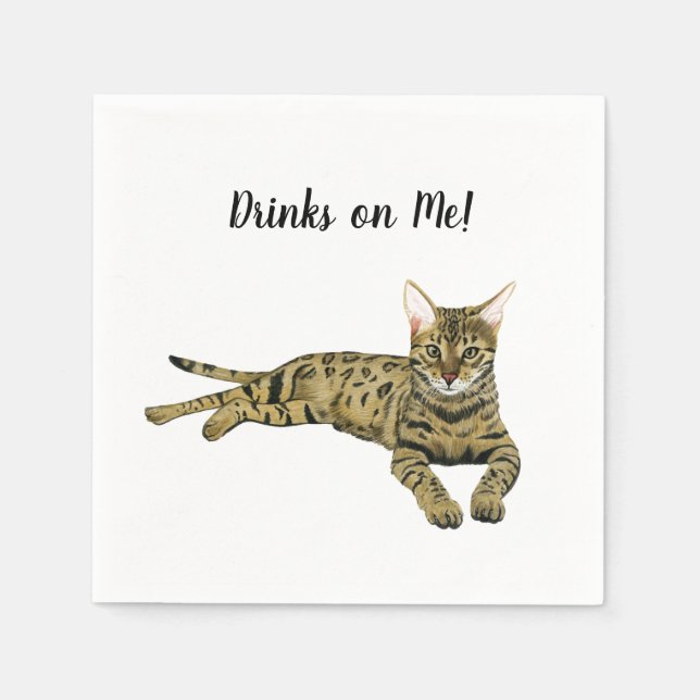 Serviette En Papier Serviette de cocktail personnalisée pour chat (Devant)