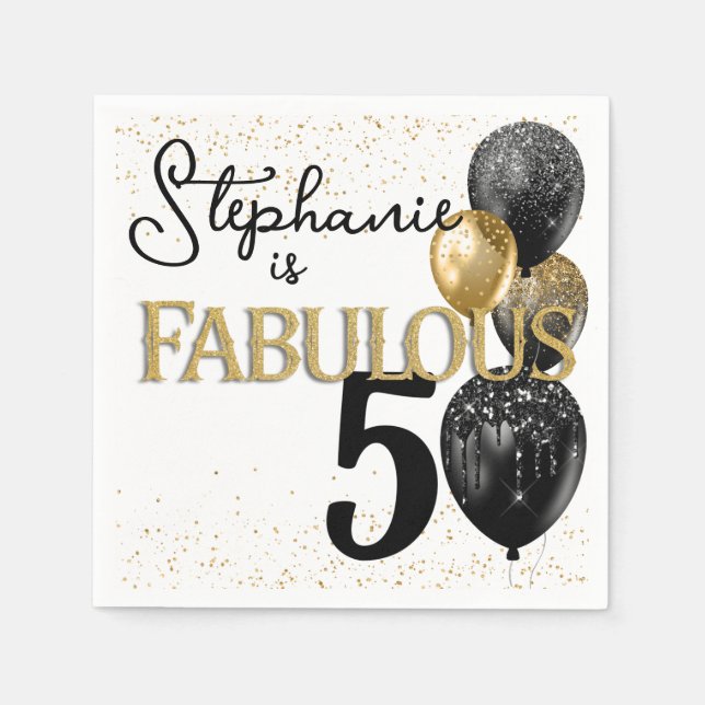 Serviette En Papier Serviette de fête d'anniversaire 50 & Fabuleux Noi (Devant)