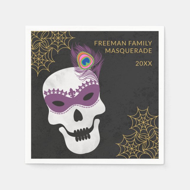 Serviette En Papier Serviette de fête d'Halloween Masque de crâne (Devant)