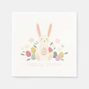 Serviette En Papier Serviette de papier florale simple du lapin de
