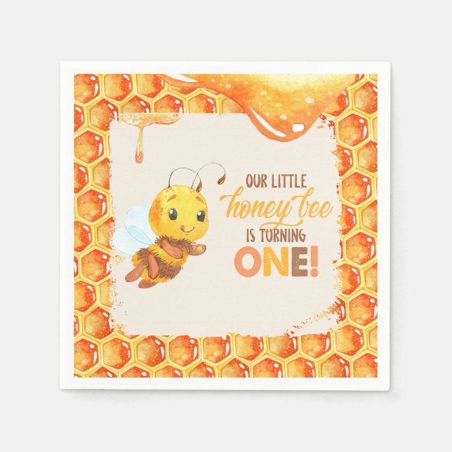 Serviette En Papier Serviette Premier Anniversaire Abeille (Devant)