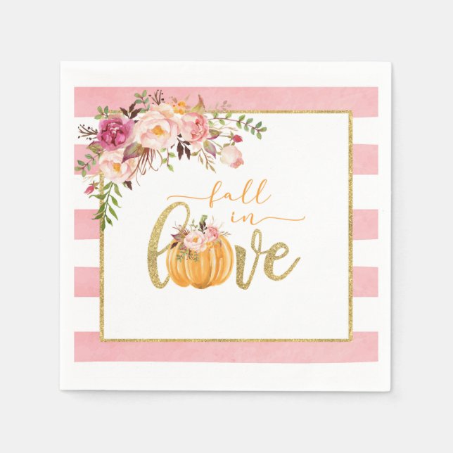 Serviette En Papier Serviette Tomber amoureux - Rayures roses (Devant)