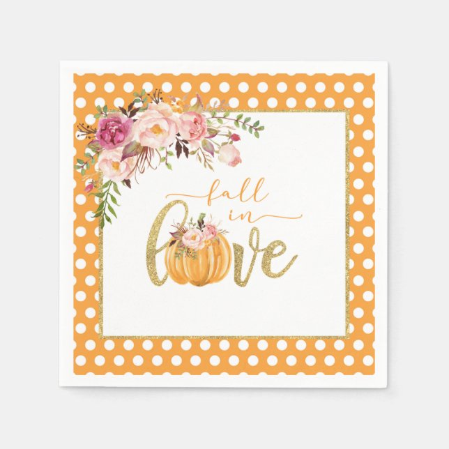 Serviette En Papier Serviette Tombez amoureux - Points orange (Devant)